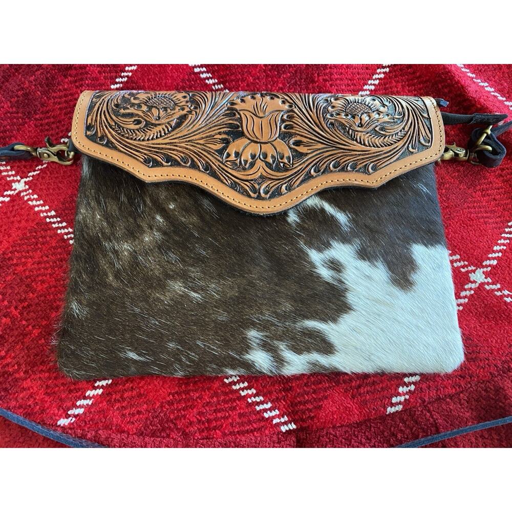 American Darling - Embossed Leather and Calf Hair Crossbody Bag